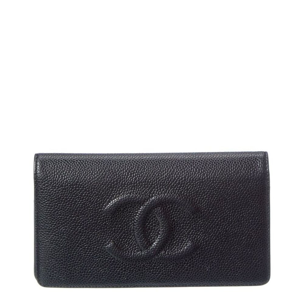 Chanel Black Caviar Leather Timeless Cc Yen Wallet (Authentic Pre-Loved)